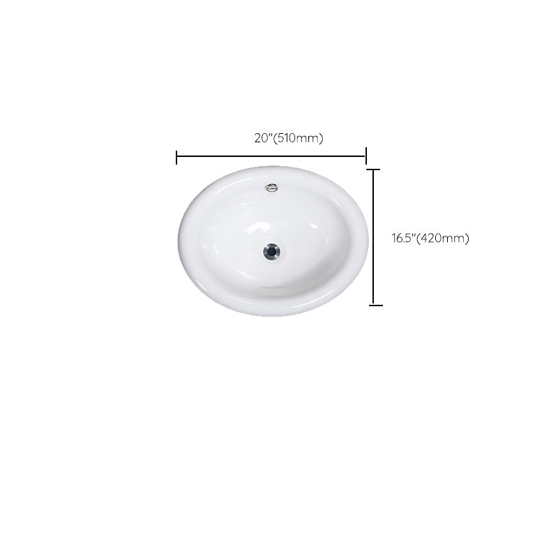 Contemporary Bathroom Sink Porcelain Oval-Shape Drop-in Bathroom Sink without Faucet