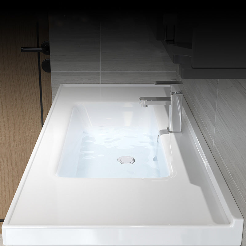 Contemporary Bathroom Sink Rectangular Porcelain Drop-in Bathroom Sink with Pop-Up Drain