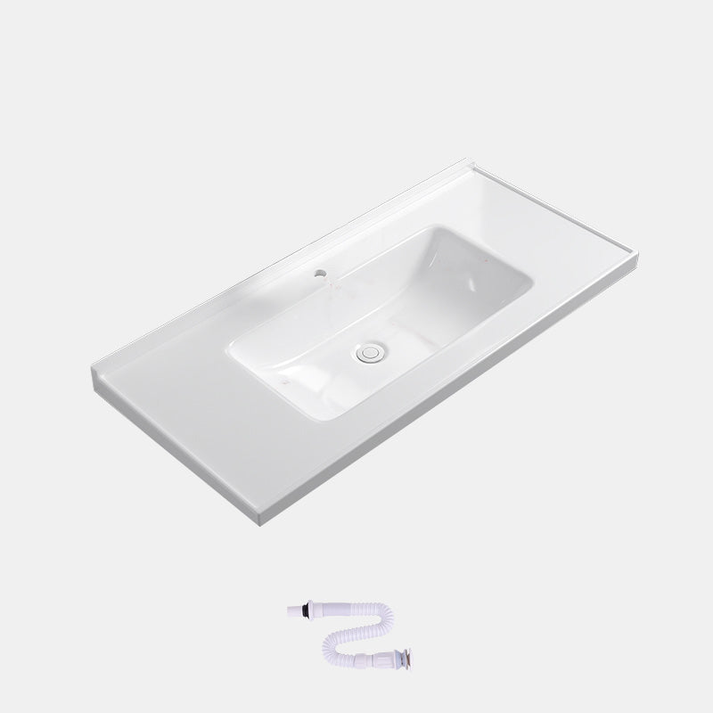 Contemporary Bathroom Sink Rectangular Porcelain Drop-in Bathroom Sink with Pop-Up Drain