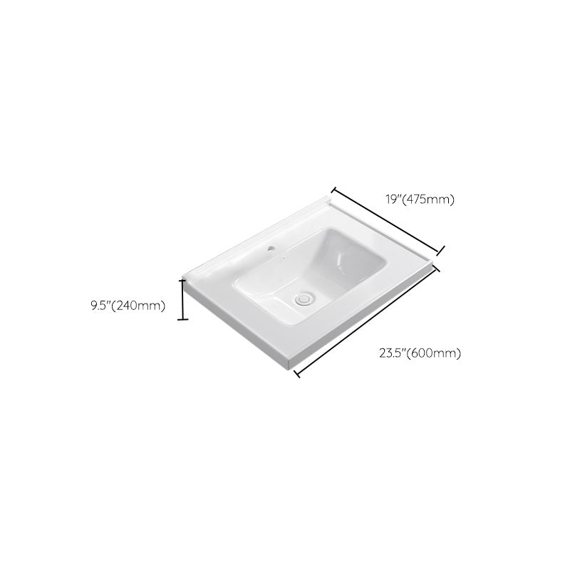 Contemporary Bathroom Sink Rectangular Porcelain Drop-in Bathroom Sink with Pop-Up Drain