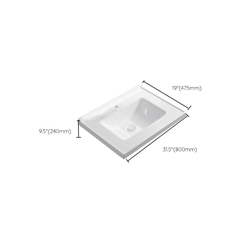 Contemporary Bathroom Sink Rectangular Porcelain Drop-in Bathroom Sink with Pop-Up Drain