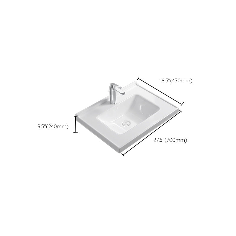 Contemporary Bathroom Sink Rectangular Porcelain Drop-in Bathroom Sink with Pop-Up Drain