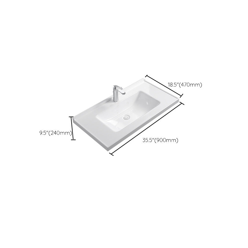 Contemporary Bathroom Sink Rectangular Porcelain Drop-in Bathroom Sink with Pop-Up Drain