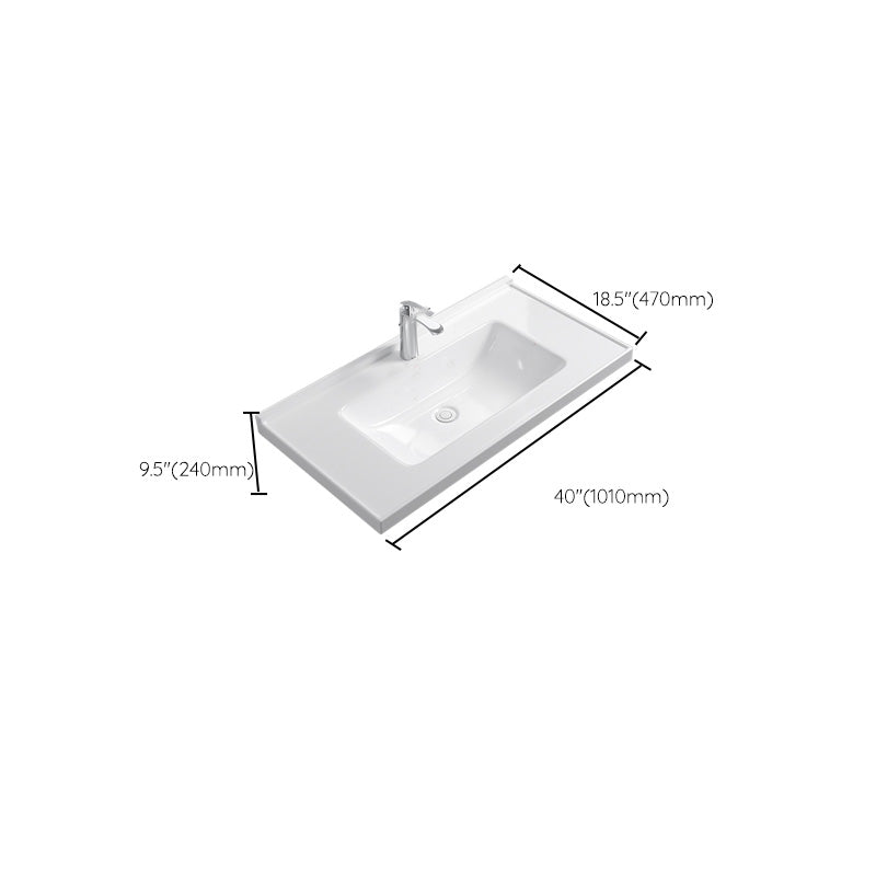 Contemporary Bathroom Sink Rectangular Porcelain Drop-in Bathroom Sink with Pop-Up Drain