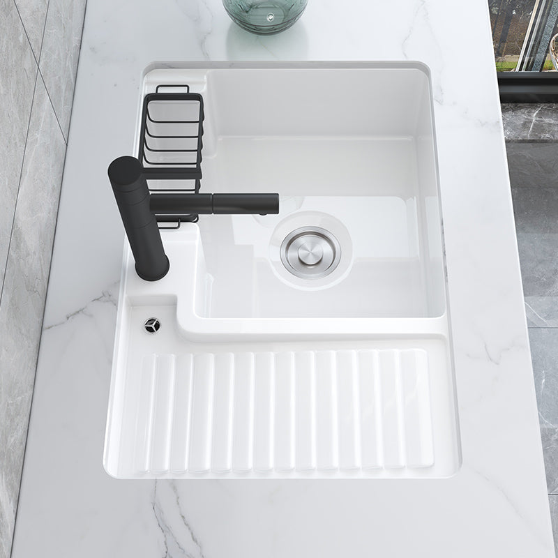 Modern Bathroom Sink Porcelain Rectangular Undermount Bathroom Sink with Pop-Up Drain