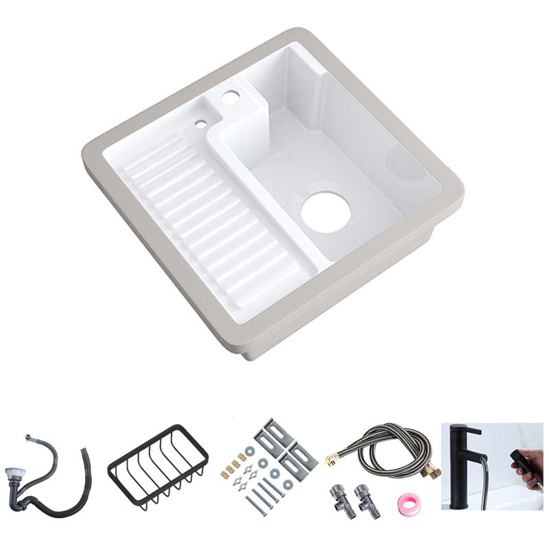 Modern Bathroom Sink Porcelain Rectangular Undermount Bathroom Sink with Pop-Up Drain