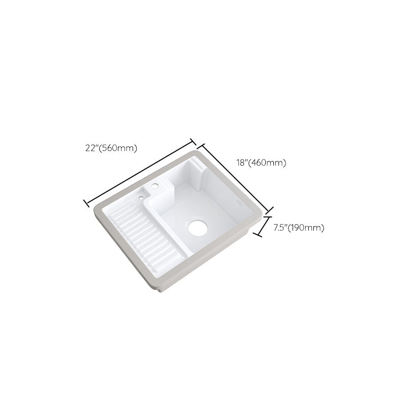Modern Bathroom Sink Porcelain Rectangular Undermount Bathroom Sink with Pop-Up Drain