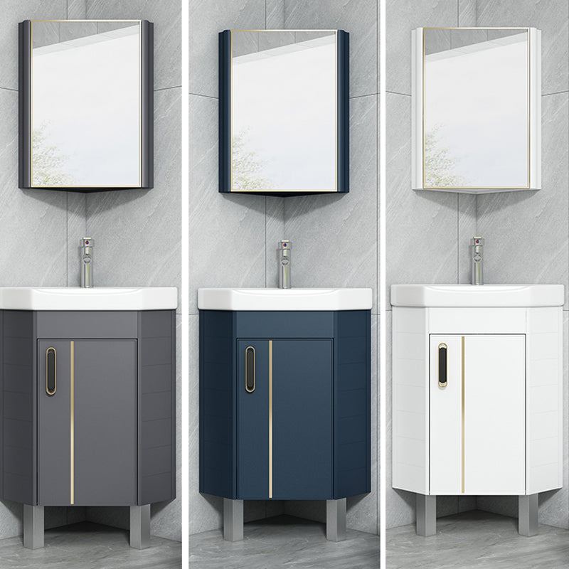 Contemporary Sink Vanity Triangular Wall Mounted Corner Bath Vanity