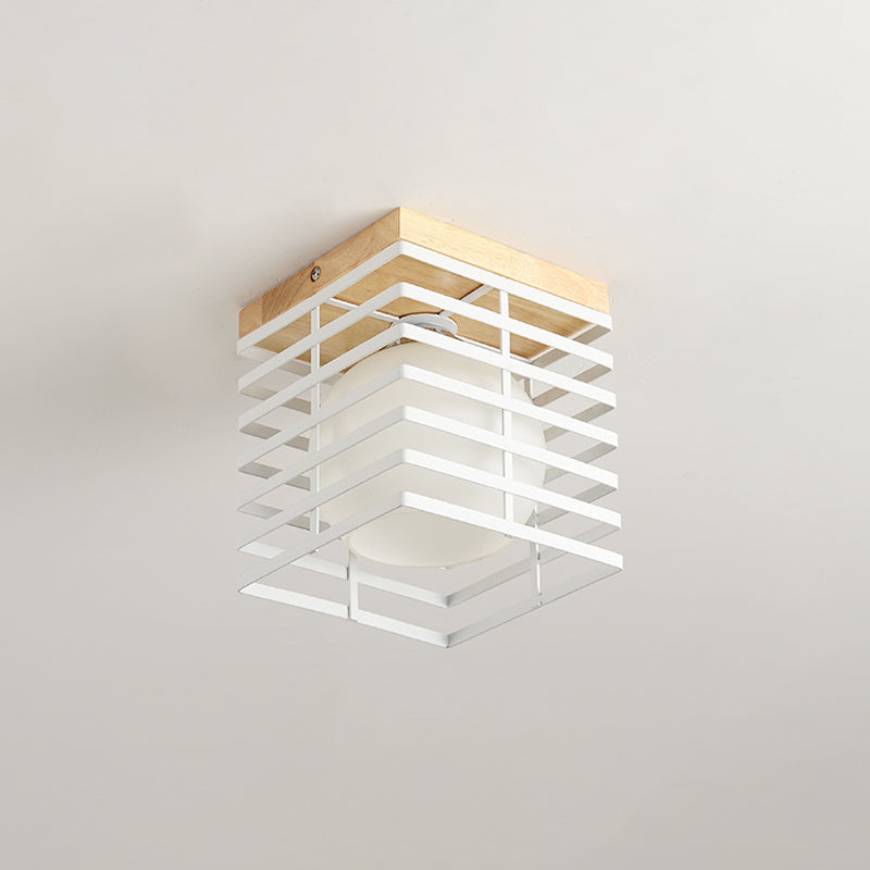 Lámpara colgante de montaje empotrado cuadrado negro/blanco, lámpara de montaje en techo de 1 luz Simple de Metal para pasillo