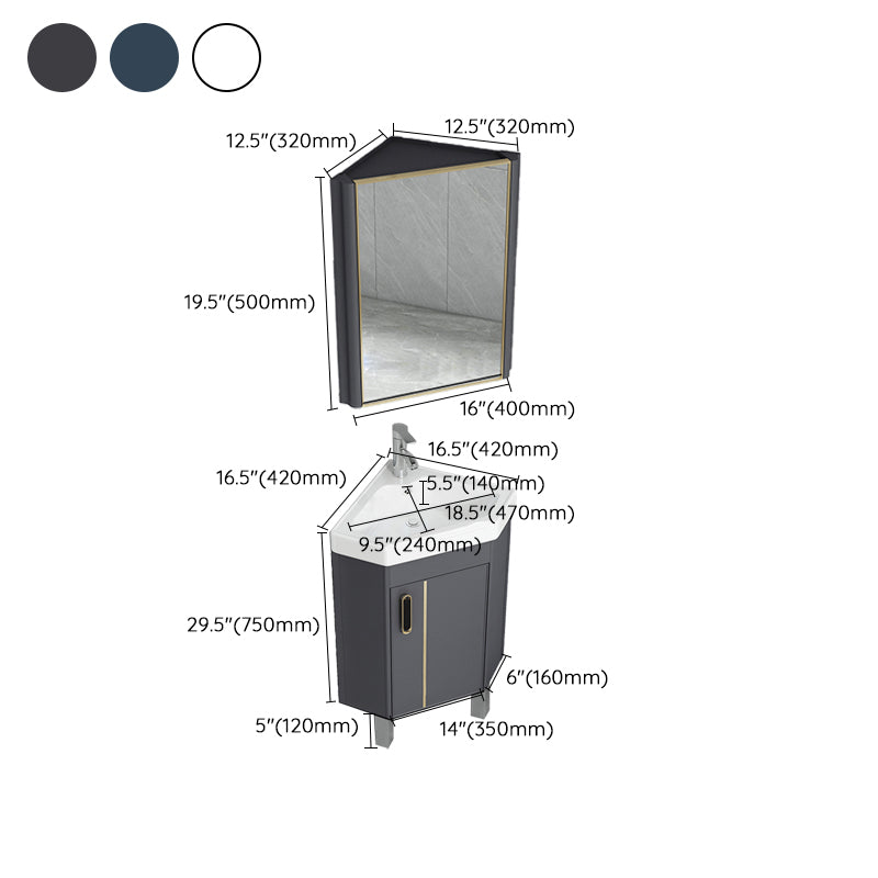 Contemporary Sink Vanity Triangular Wall Mounted Corner Bath Vanity
