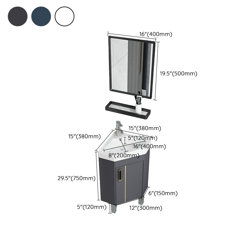 Contemporary Sink Vanity Triangular Wall Mounted Corner Bath Vanity