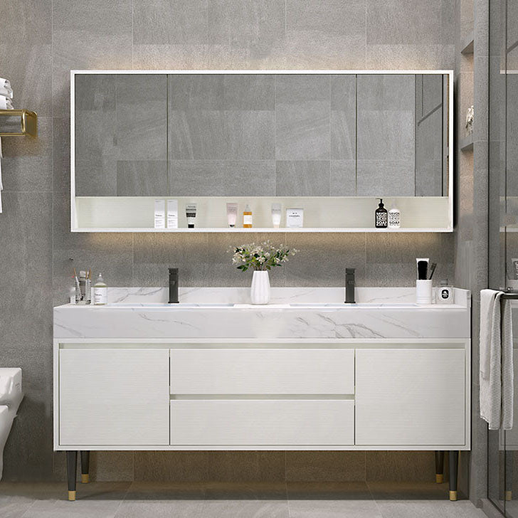 Metal Frame Vanity 2 Doors Double Sink Mirror Freestanding Vanity Set with Drawers