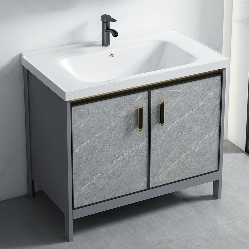 Modern Freestanding Vanity Sink Metal Bathroom Vanity Cabinet with Mirror Cabinet