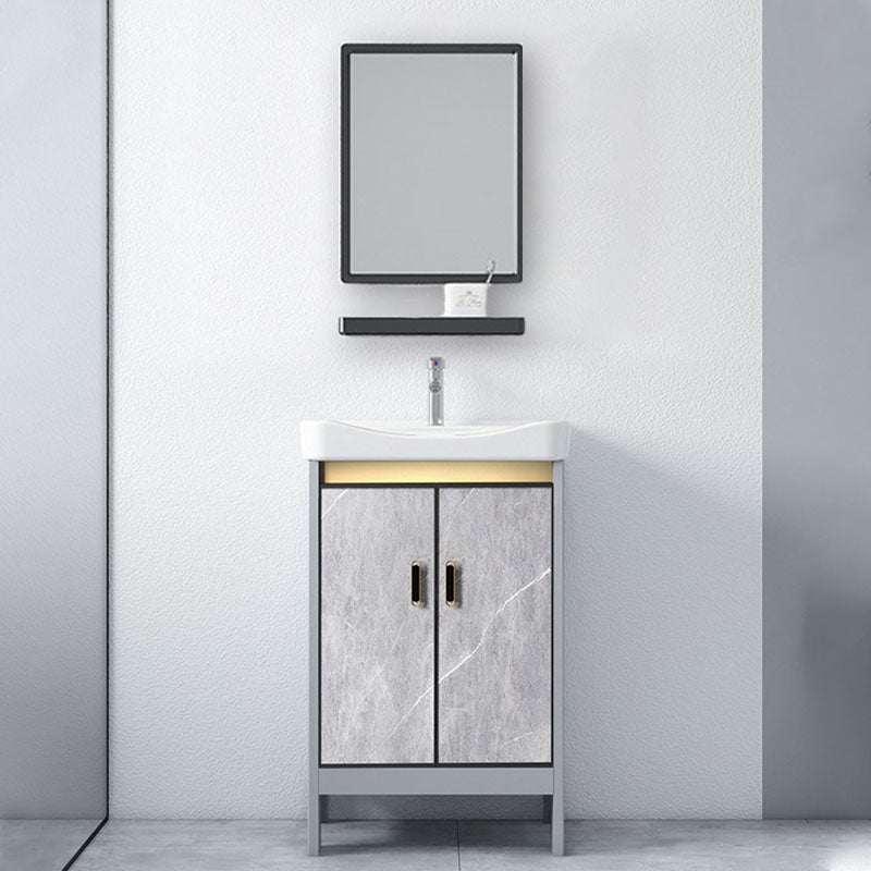 Modern Freestanding Vanity Sink Metal Bathroom Vanity Cabinet with Mirror Cabinet