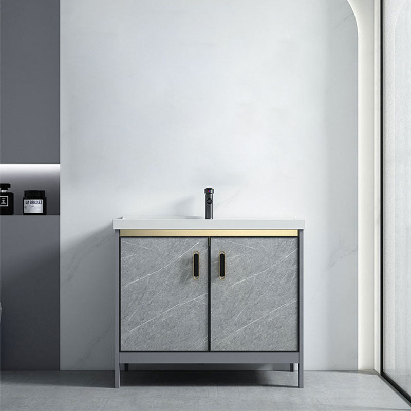 Modern Freestanding Vanity Sink Metal Bathroom Vanity Cabinet with Mirror Cabinet