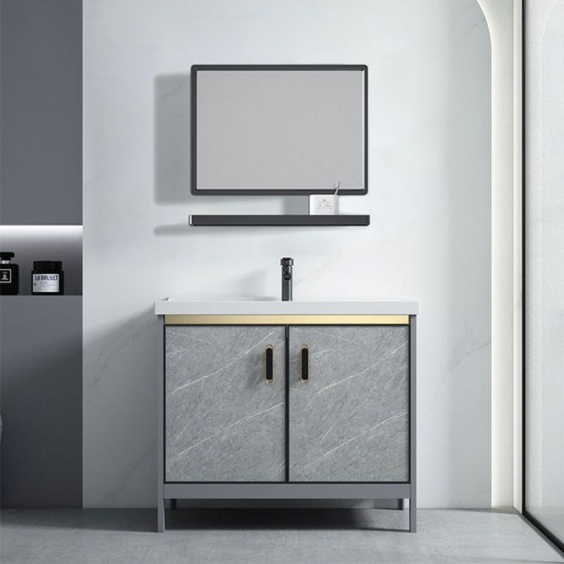 Modern Freestanding Vanity Sink Metal Bathroom Vanity Cabinet with Mirror Cabinet
