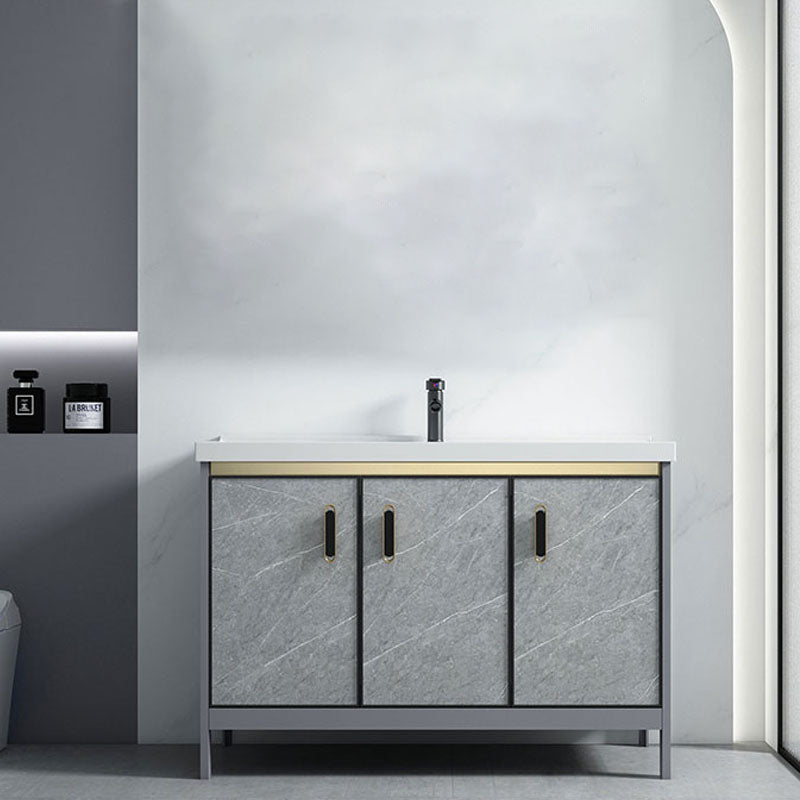 Modern Freestanding Vanity Sink Metal Bathroom Vanity Cabinet with Mirror Cabinet