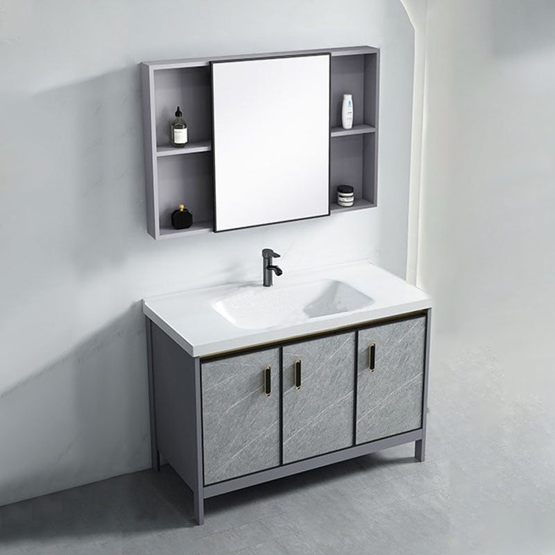 Modern Freestanding Vanity Sink Metal Bathroom Vanity Cabinet with Mirror Cabinet