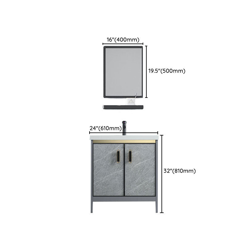 Modern Freestanding Vanity Sink Metal Bathroom Vanity Cabinet with Mirror Cabinet