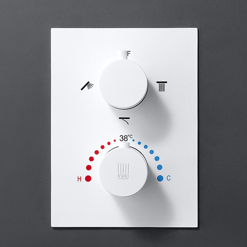 White Shower Set into The Wall Concealed Waterfall Thermostatic Shower Set Full Copper