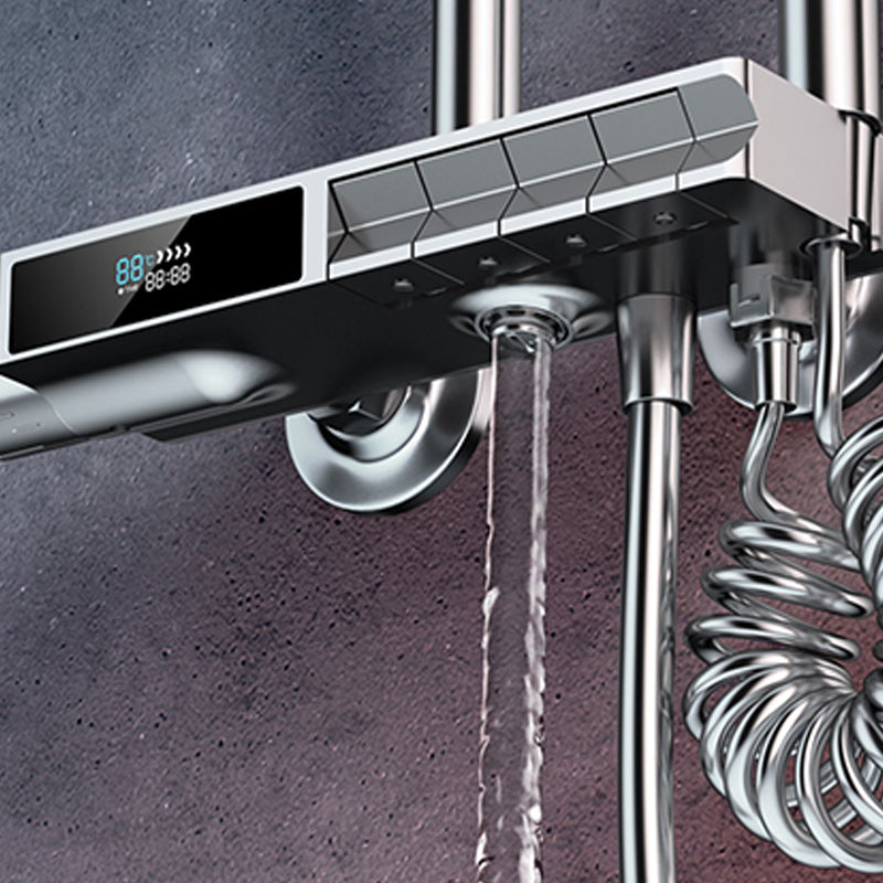 Grey Shower Set Piano Button Intelligent Digital Display Thermostatic Shower Shower Head