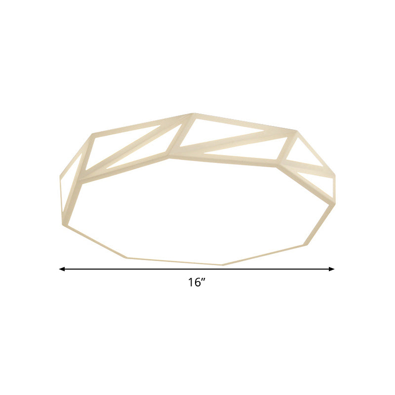 Moderne facettierte Trommel Deckenflush Holz Schlafzimmer LED Unterputz Befestigung in Weiß/3 Farblicht mit Acryldiffusor, 16"/19.5" W