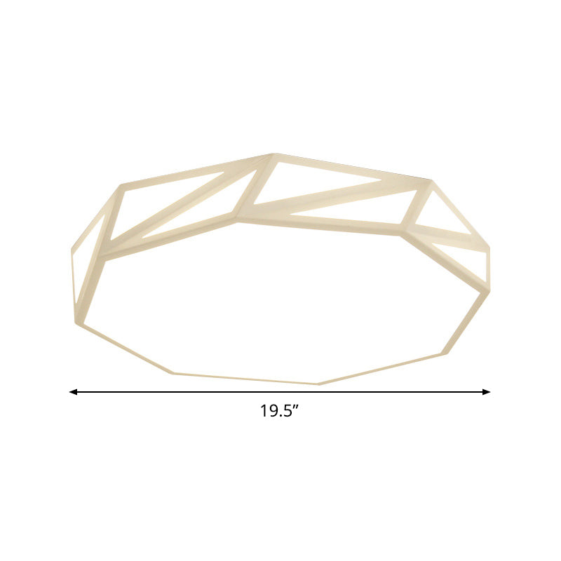 Moderne facettierte Trommel Deckenflush Holz Schlafzimmer LED Unterputz Befestigung in Weiß/3 Farblicht mit Acryldiffusor, 16"/19.5" W