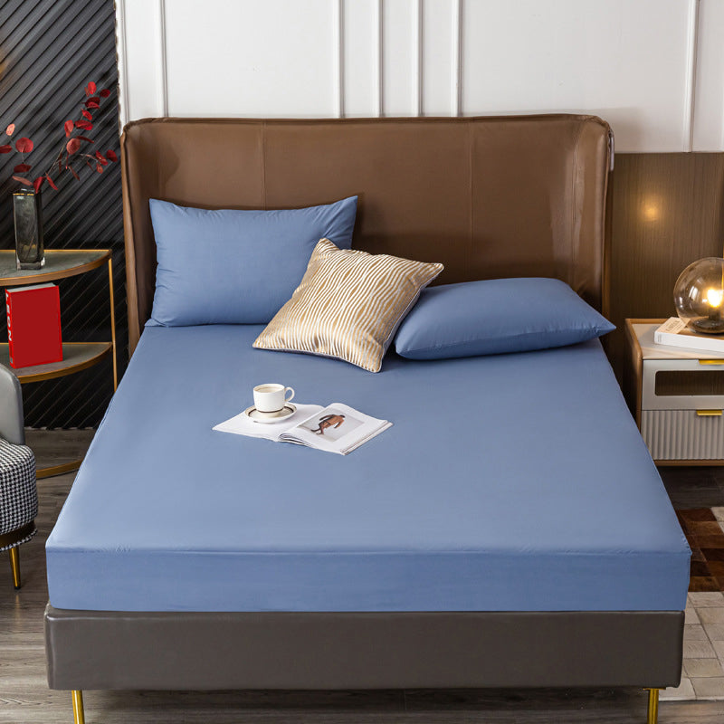 Cotton Blend Fitted Sheet Waterproof Dust Mite Resistant Solid Fitted Sheet