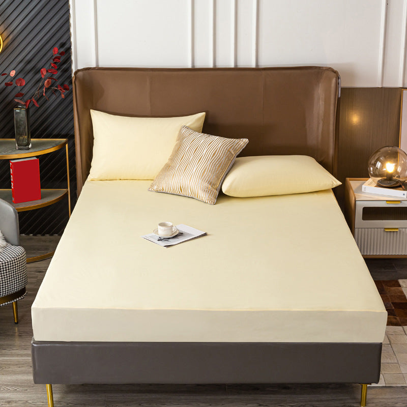 Cotton Blend Fitted Sheet Waterproof Dust Mite Resistant Solid Fitted Sheet