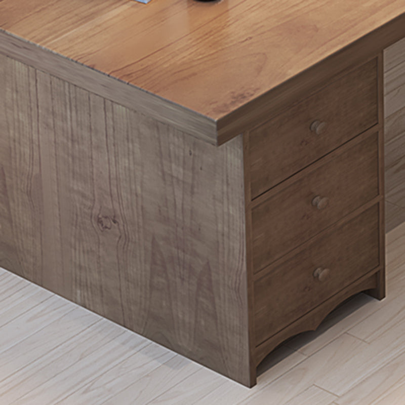 Modern Solid Wood Office Desk Rectangle Task Desk with Drawers and Shelves