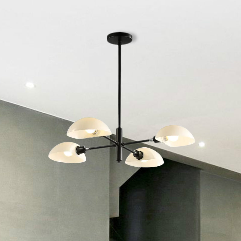 1/2 Tiers Chandelier Lamp Spoon Shade Nordic Simple Style Metal 4/6/8 Lights Hanging Ceiling Light with Black/Gold Rod
