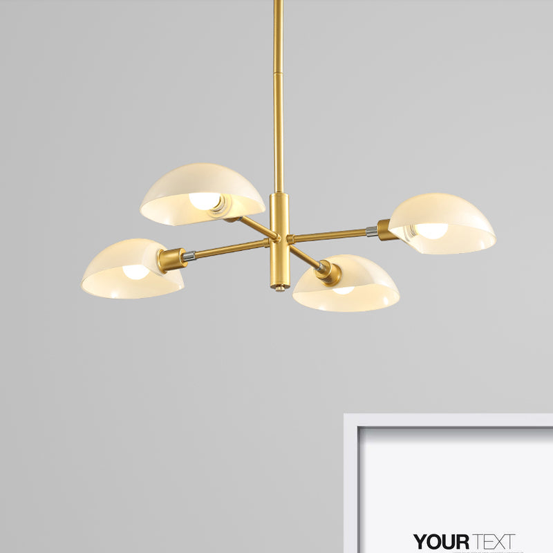 1/2 Tiers Chandelier Lamp Spoon Shade Nordic Simple Style Metal 4/6/8 Lights Hanging Ceiling Light with Black/Gold Rod