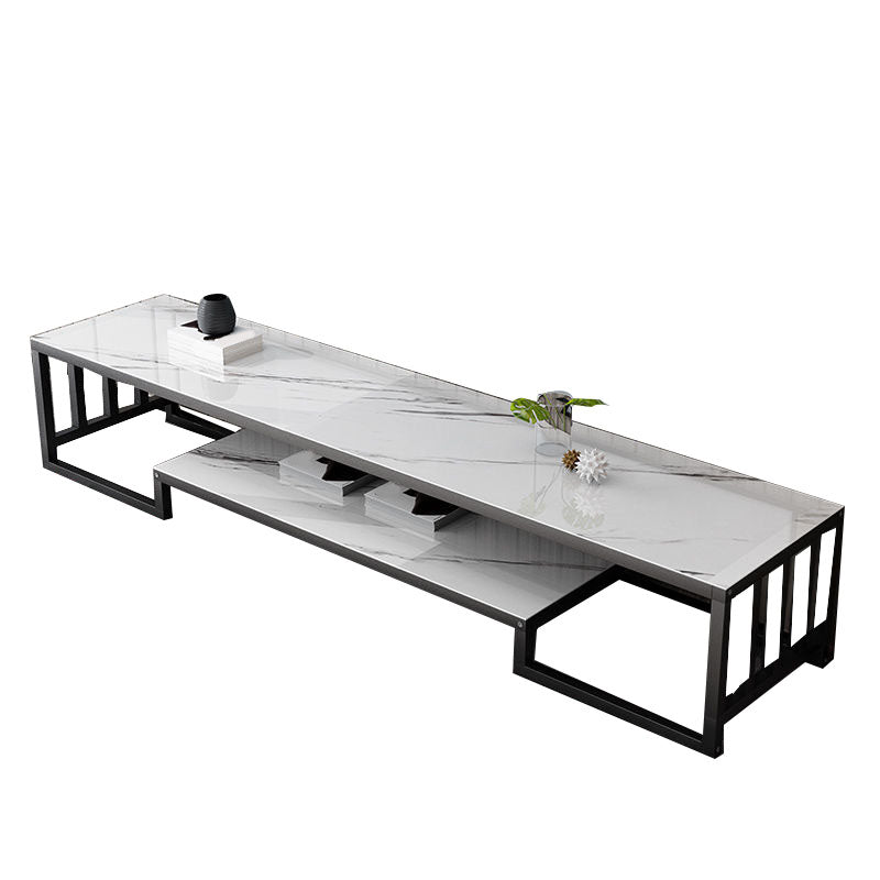 Glass TV Media Console Open Storage TV Console for Living Room