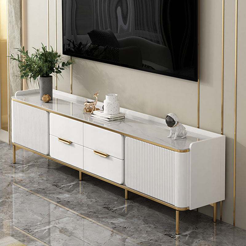 Glam TV Media Console Enclosed Storage TV Console with 4 Drawers