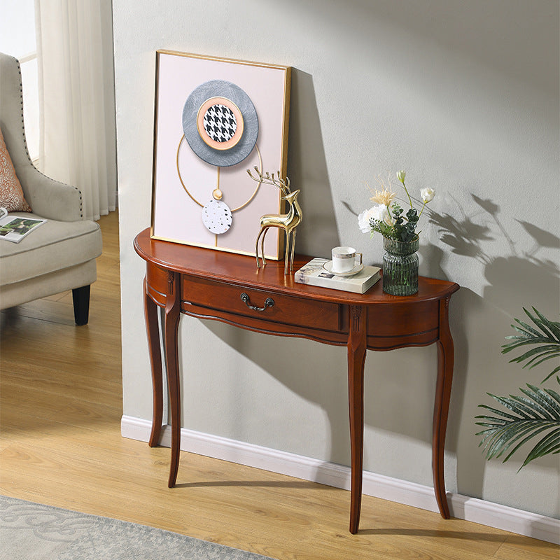 Mid-Century Modern Wooden Accent Table Half Moon Sofa Console Table for Hall