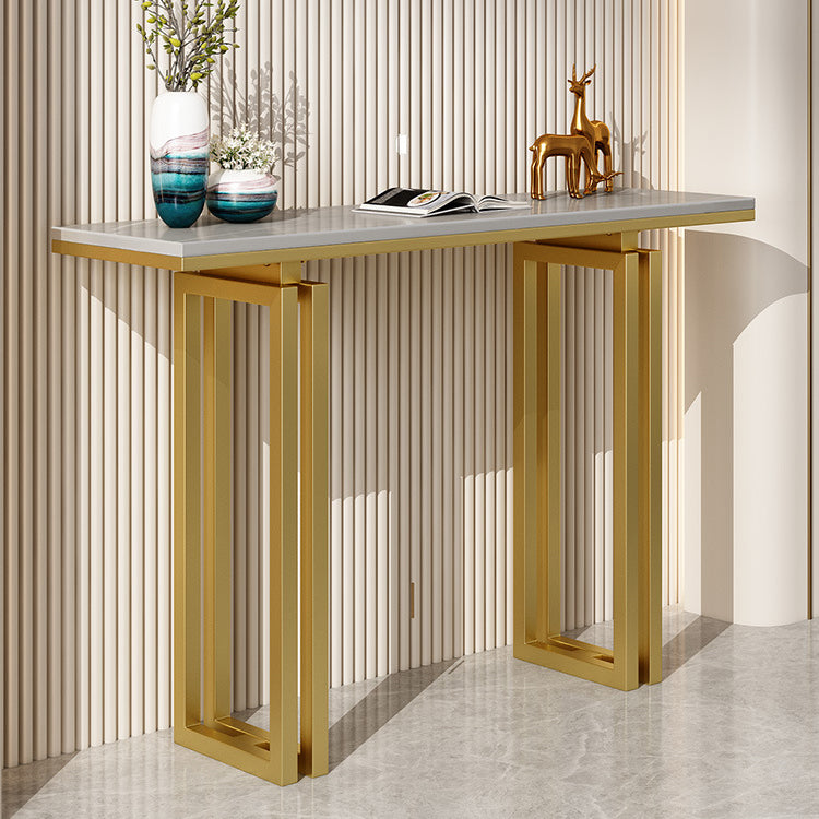 Glam Rectangle Console Accent Table Antique Finish Console Sofa Table in Stone