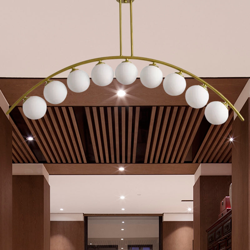 Pendente dell'isola postmoderno 3/5/7 light con luce piena di soffitto curvy in oro per ombra chiara/bianca per cucina