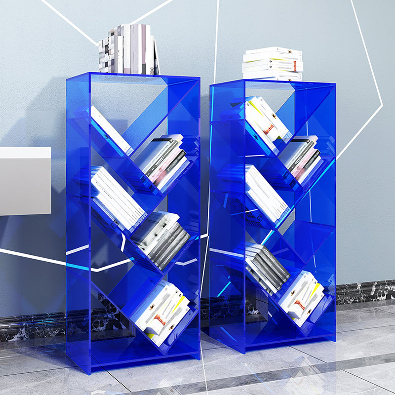 Open Back Standard Bookshelf Acrylic Bookcase with Rectangular Shelves