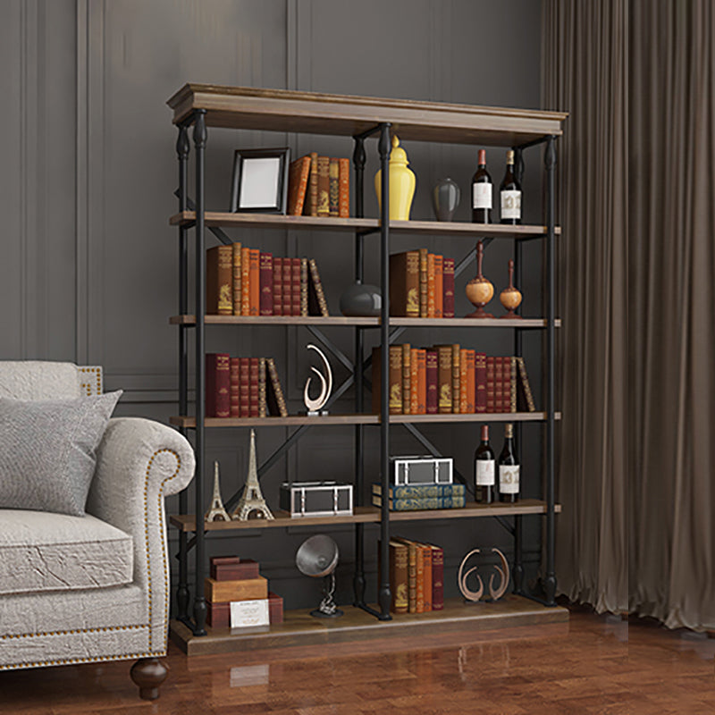 Industrial Style Open Back Bookshelf Standard Metal Bookcase with Rectangular Shelves
