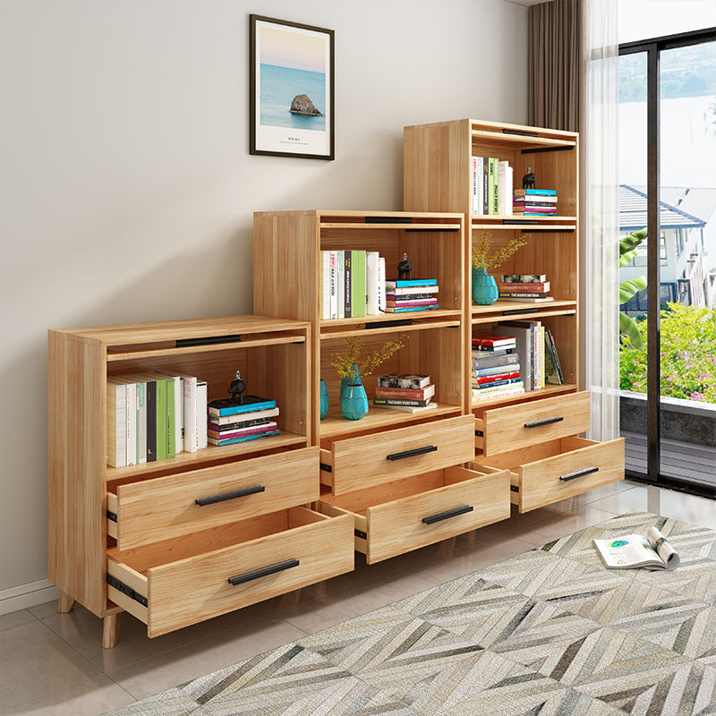 Modern Style Closed Back Bookshelf Standard Wooden Bookcase in Brown