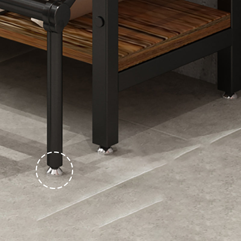 Modern Style Open Back Bookshelf Standard Metal Bookcase in Black