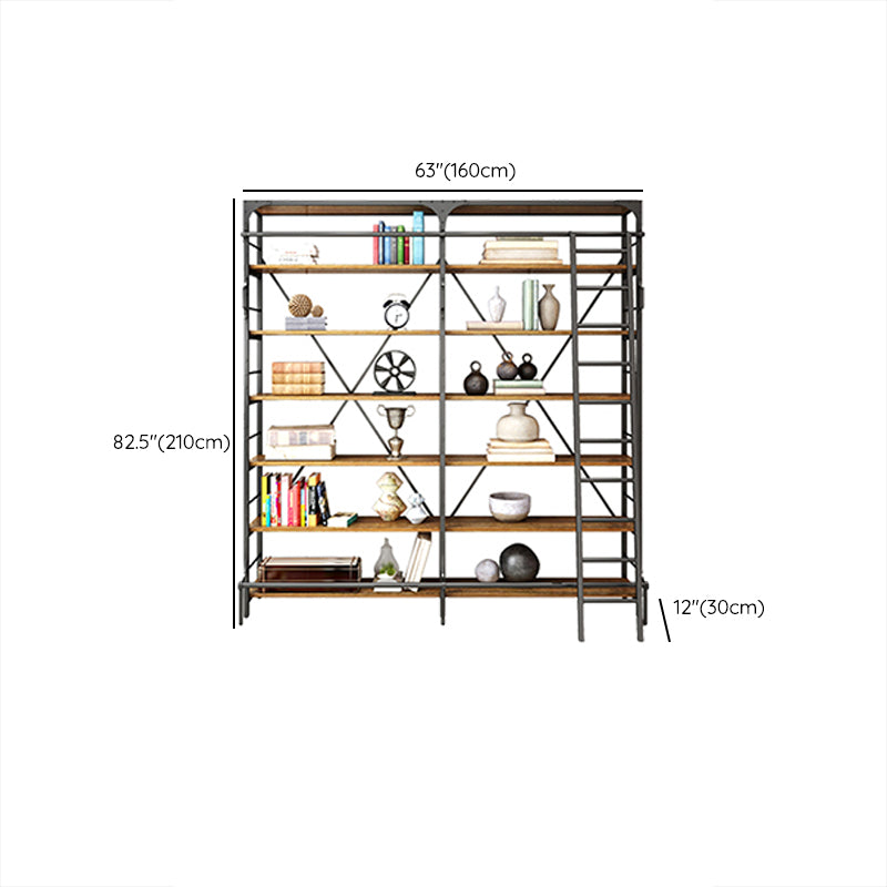 Modern Style Open Back Bookshelf Standard Metal Bookcase in Black