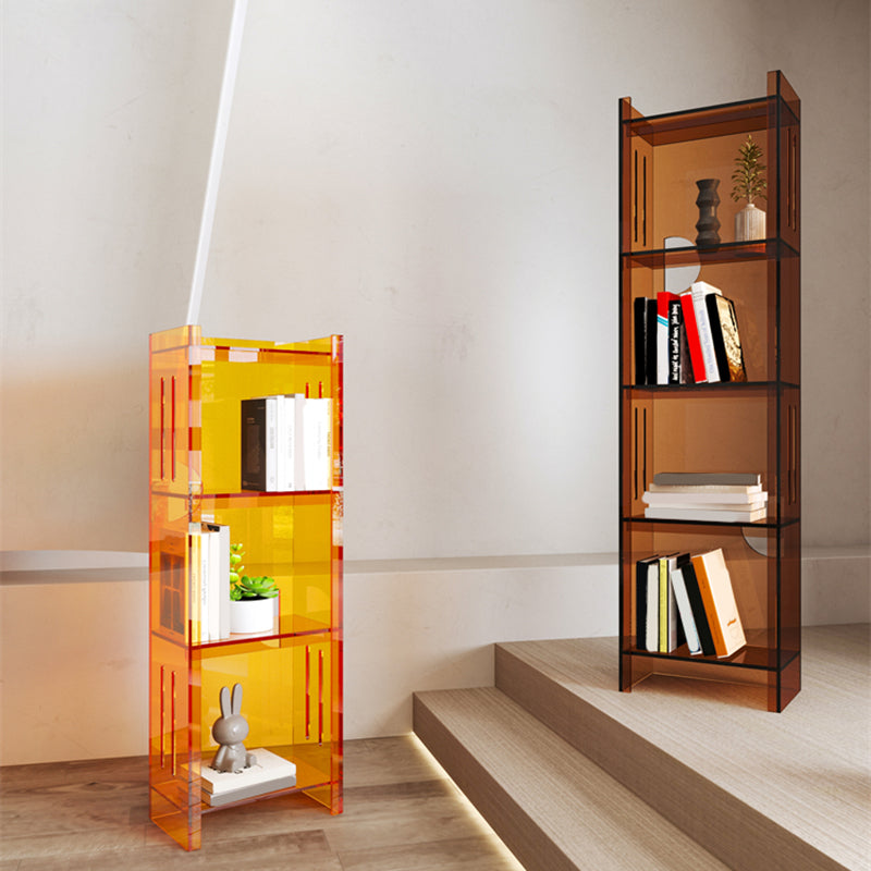 Modern Style Closed Back Bookshelf Standard Acrylic Bookcase with Rectangular Shelves