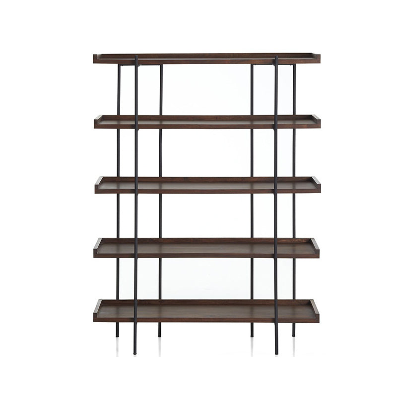 Etagere Open Back Bookshelf Wooden Industrial Bookcase with Shelves