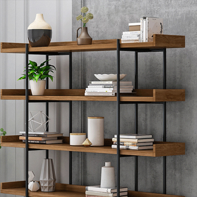 Etagere Open Back Bookshelf Wooden Industrial Bookcase with Shelves