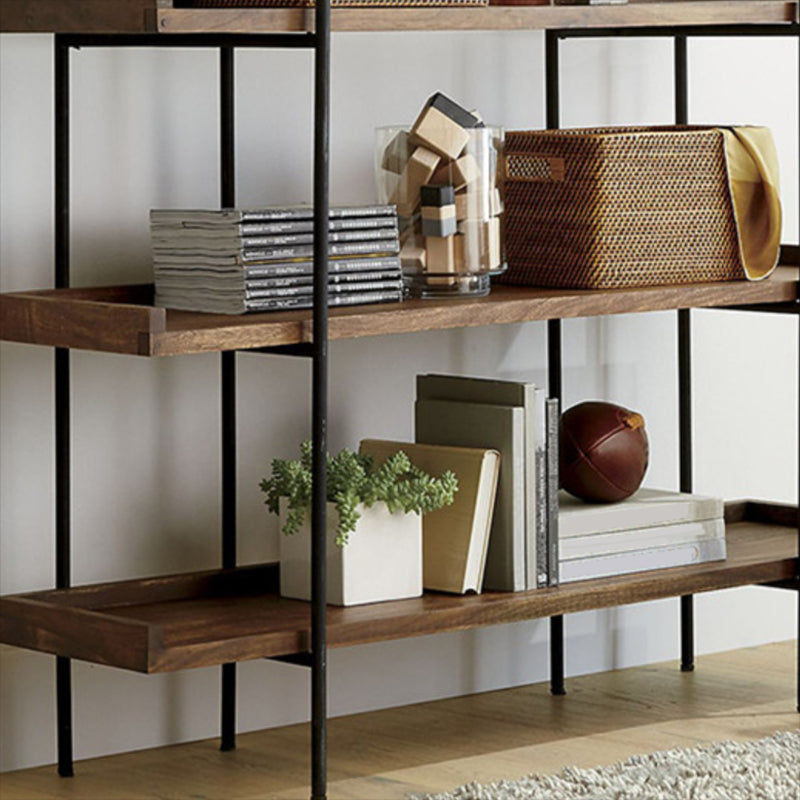 Etagere Open Back Bookshelf Wooden Industrial Bookcase with Shelves