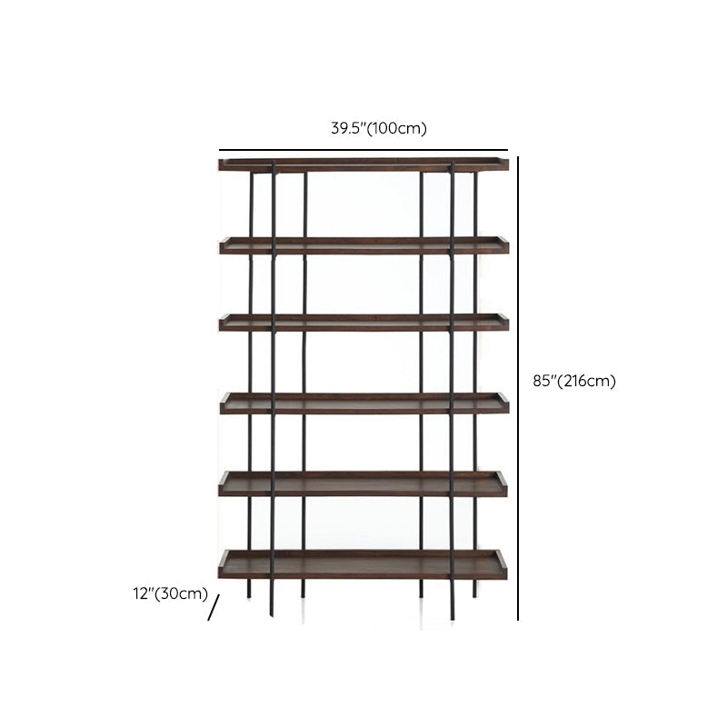 Etagere Open Back Bookshelf Wooden Industrial Bookcase with Shelves