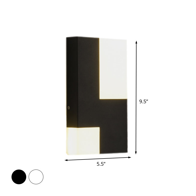 White/Black Rectangular Sconce Light Minimalist LED Acrylic Wall Mounted Lamp for Bedside