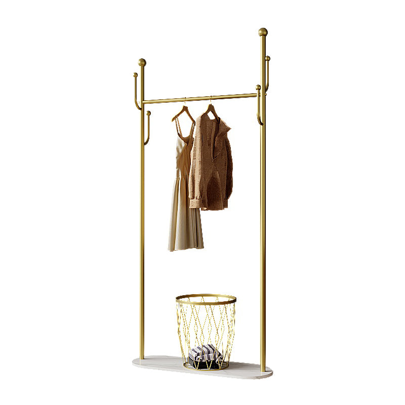 Modern Hall Tree Metal Hanging Rail Storage and 4 Hooks Coat Hanger
