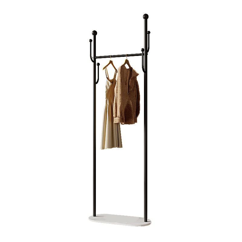 Modern Hall Tree Metal Hanging Rail Storage and 4 Hooks Coat Hanger